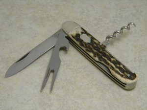 H.F. Rostfrei Solingen (Hoffritz) Stag Take Apart Hobo Sportsman's Knife 