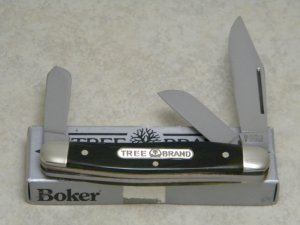 Boker Solingen Germany Tree Brand Green Bone Stockman Knife in Box