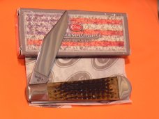 VINTAGE MARBLE'S GLADSTONE MICH. U.S.A. SHORT TANG PIN-ON COMPASS - CASE MARKED-EARLY PIN-ON DESIGN 