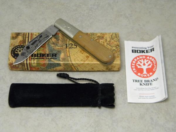 Heinr Boker & Co. Baumwerk Solingen Germany Alemania Wood "125 Years 1869-1994" Barlow Knife in Box