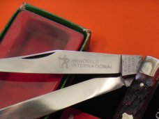 Vintage Henckels International 2 Blade Slim Line Trapper Knife with Great Red Bone Handles -NOS Vintage Henckels International 2 Blade Slim Line Trapper Knife with Great Red Bone Handles -NOS