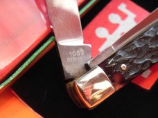 Vintage Henckels International 2 Blade Slim Line Trapper Knife with Great Red Bone Handles -NOS Vintage Henckels International 2 Blade Slim Line Trapper Knife with Great Red Bone Handles -NOS