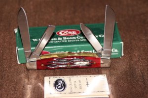Vintage 2002 Case XX CA-03441 Congress Red oak Wormgroove Knife (#106)