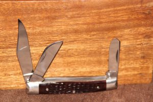 Vintage 1975 Case XX 6392 Large Stockman red bone knife (#151)