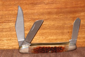 Vintage 1989 Case XX 6347 HP SSP Stockman Red bone knife (#166)