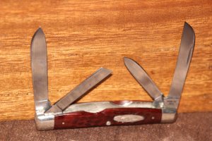 Vintage 1972 Case XX 64052 Congress Red bone knife (#173)