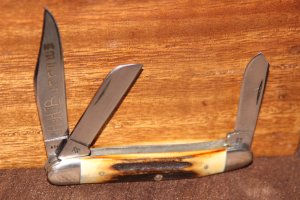 Vintage 1977 Case XX 5347 Blue Scroll Stag Stockman knife (#178)