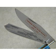 Boker Germany Blue Bone World War II Commemorative "Pearl Harbor" Trapper Knife in Box c.1992