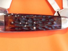 Cattaraugus (Russell) SleeveBoard Whittler Pocket Knife w/  Chestnut (redish) Bone Handles -NOS