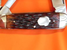 Cattaraugus (Russell) SleeveBoard Whittler Pocket Knife w/  Chestnut (redish) Bone Handles -NOS