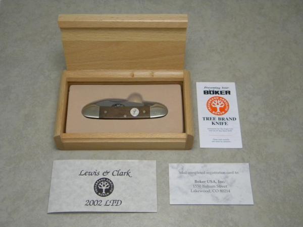 Boker Solingen Germany 2002 LTD. Walnut Wood "Lewis & Clark Expedition" Canoe Knife in Box