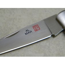 Al Mar AUS-8 FM Co Japan Micarta 1003-BM Falcon Classic Lockback Knife and Leather Pouch in Box