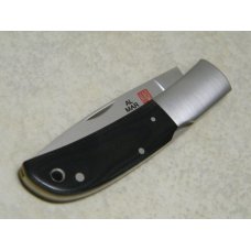 Al Mar AUS-8 FM Co Japan Micarta 1003-BM Falcon Classic Lockback Knife and Leather Pouch in Box