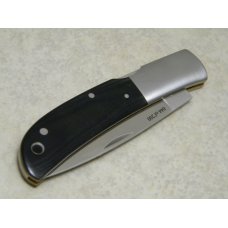 Al Mar AUS-8 FM Co Japan Micarta 1003-BM Falcon Classic Lockback Knife and Leather Pouch in Box
