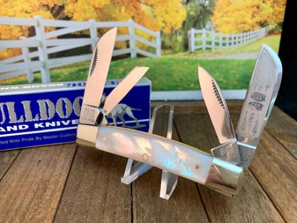 Bulldog 4 Blade Congress in AAA+ Pearl Twin Bulldog Tang Stamp Circa 2000 Bulldog 4 Blade Congress in AAA+ Pearl Twin Bulldog Tang Stamp Circa 2000