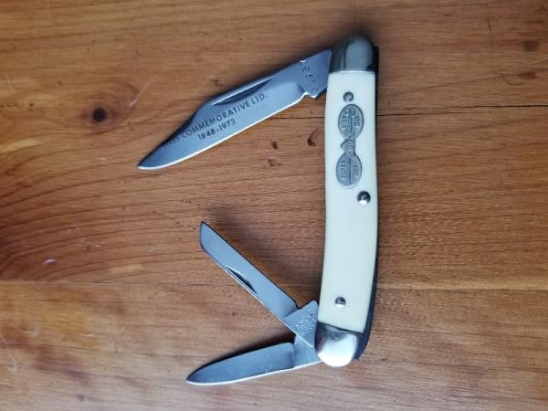 BOKER 3-bladed knife.WISS COMMEMORATIVE 1848-1973 BOKER 3-bladed knife.WISS COMMEMORATIVE 1848-1973