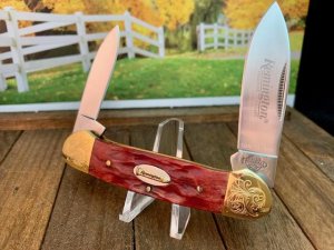Remington Red Bone Canoe with Gold Plated Scrolled Bolsters, Beautiful!