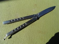 vintage 1980's valor silver dragon stainless drop point balisong butterfly knife made in japan