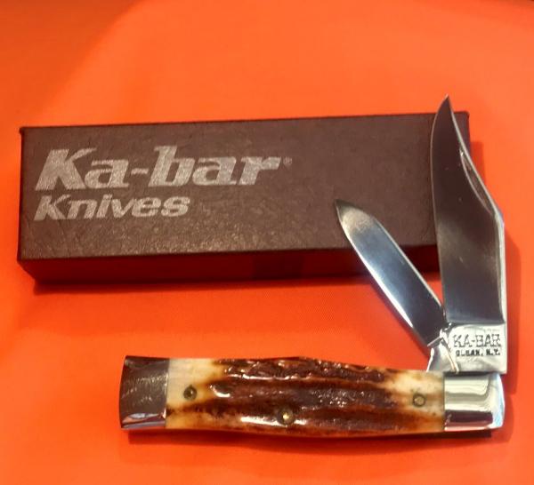 Vintage Ka-Bar (Thick Stag) GunStock Pocket Knife with Nice Stag Handles -NOS Vintage Ka-Bar (Thick Stag) GunStock Pocket Knife with Nice Stag Handles -NOS