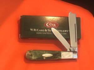 1981 Case xx Razor Barlow Knife w Great Green Bone Handles -MDL# SG6205 R SS -NOS - NM Condition