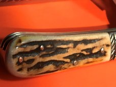Vint Bulldog Brand HAND MADE, 2 Blade "Bright Leaf North Carolina" Barlow w/ GreatDeer Stag Handles Vint Bulldog Brand HAND MADE, 2 Blade "Bright Leaf North Carolina" Barlow w/ GreatDeer Stag Handles