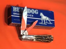 Vint Bulldog Brand HAND MADE, 2 Blade "Bright Leaf North Carolina" Barlow w/ GreatDeer Stag Handles Vint Bulldog Brand HAND MADE, 2 Blade "Bright Leaf North Carolina" Barlow w/ GreatDeer Stag Handles