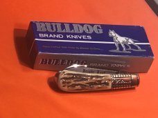 Vint Bulldog Brand HAND MADE, 2 Blade "Bright Leaf North Carolina" Barlow w/ GreatDeer Stag Handles Vint Bulldog Brand HAND MADE, 2 Blade "Bright Leaf North Carolina" Barlow w/ GreatDeer Stag Handles
