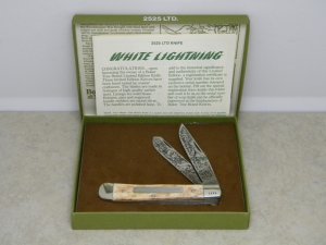 Boker Solingen Germany 2525 LTD. Bone White Lightning Trapper Knife in Box c.1980