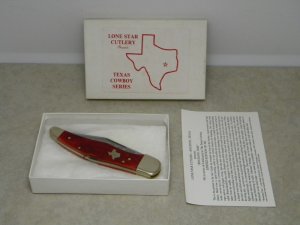Lone Star Solingen Germany by Boker Red Bone TX Cowboy Series "Branding Time" Lockback Knife in Box