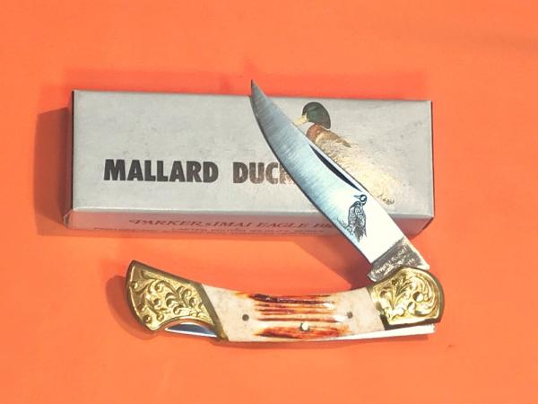 Vintage Parker IMAI K-74 Lockback Pocket Knife w A Mallard Duck Blade Etching -+ Orig Box -NOS Vintage Parker IMAI K-74 Lockback Pocket Knife w A Mallard Duck Blade Etching -+ Orig Box -NOS