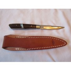 Moki Bird & Trout Knife AUS 8 Steel Rosewood Abalone MOP with Leather Sheath Moki Bird & Trout Knife AUS 8 Steel Rosewood Abalone MOP with Leather Sheath