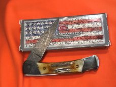 Case xx 1989 Lock Back Hunter Knife (51405 L D) -Great Stag Handles & Damascus Blade -NOS Case xx 1989 Lock Back Hunter Knife (51405 L D) -Great Stag Handles & Damascus Blade -NOS