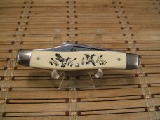 NOS SCHRADE SC-505 SCRIMSHAW USA WILDLIFE SERIES LARGE TRIPLE BLADE STOCKMAN FOLDING POCKET KNIFE NOS SCHRADE SC-505 SCRIMSHAW USA WILDLIFE SERIES LARGE TRIPLE BLADE STOCKMAN FOLDING POCKET KNIFE