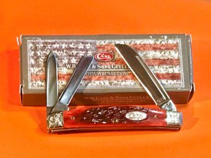 1987 Case xx Whittler Knife w Great Red Pick Bone Handles MDL R63052 SSP +Scrolled Bolsters -NOS