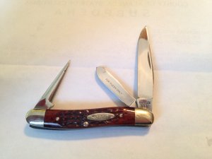 Case XX U.S.A. Bone 6318PU Punch Blade Stockman Knife seven dots red bone