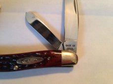 Case XX U.S.A. Bone 6318PU Punch Blade Stockman Knife seven dots red bone Case XX U.S.A. Bone 6318PU Punch Blade Stockman Knife seven dots red bone