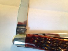 Case XX U.S.A. Bone 6318PU Punch Blade Stockman Knife seven dots red bone Case XX U.S.A. Bone 6318PU Punch Blade Stockman Knife seven dots red bone