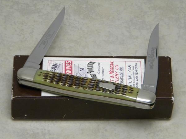 Schatt & Morgan Keystone Series Antique Green Bone 042125 Muskrat Knife in Box c.2004