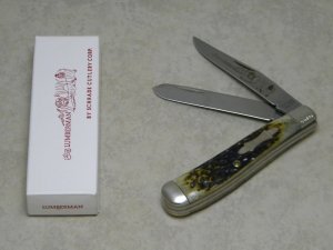 Schrade + USA TM-4 Green Bone "Lumberman" Slimline Trapper Farmers Jack Knife in Box