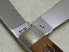Western NY USA WD244 Imitation Stag Double Lockback Trapper Knife in Box