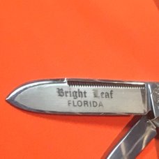 Vint Bulldog Brand HAND MADE 2 Blade "Bright Leaf Florida" Tobacco Barlow w Green Pick Bone Handles Vint Bulldog Brand HAND MADE 2 Blade "Bright Leaf Florida" Tobacco Barlow w Green Pick Bone Handles