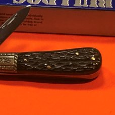 Vint Bulldog Brand HAND MADE 2 Blade "Bright Leaf Florida" Tobacco Barlow w Green Pick Bone Handles Vint Bulldog Brand HAND MADE 2 Blade "Bright Leaf Florida" Tobacco Barlow w Green Pick Bone Handles