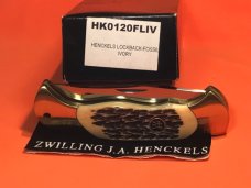 Hard to find.. J A Henckels Folding 4 & 1/2" Hunter Knife w/ Fossil Ivory Handles - NOS in Orig Box Hard to find.. J A Henckels Folding 4 & 1/2" Hunter Knife w/ Fossil Ivory Handles - NOS in Orig Box