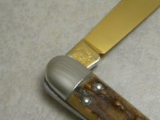 Fight'n Rooster Germany Gold Blade Stag Lockback Whittler Knife - Serial # 001 Fight'n Rooster Germany Gold Blade Stag Lockback Whittler Knife - Serial # 001