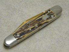 Fight'n Rooster Germany Gold Blade Stag Lockback Whittler Knife - Serial # 001