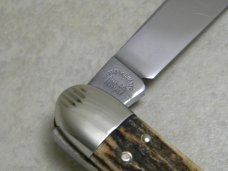 Fight'n Rooster Germany Stag Lockback Whittler Knife - Fight'n Rooster Cutlery Club Founders c.1982