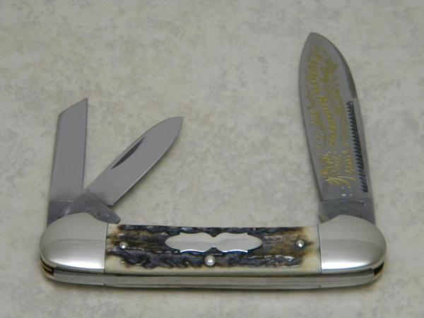 Fight'n Rooster Germany Stag Canoe Whittler Knife c.1997 - 1 of 50 Fight'n Rooster Germany Stag Canoe Whittler Knife c.1997 - 1 of 50