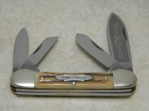 Fight'n Rooster Frank Buster Celebrated Cutlery Germany Stag 4 Blade Canoe Knife