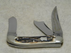 Fight'n Rooster Germany Stag Sowbelly Knife - TBKC Truck Builders Knife Club c.1989