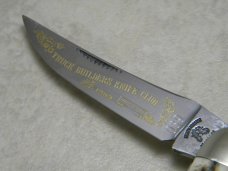 Fight'n Rooster Germany Stag Sowbelly Knife - TBKC Truck Builders Knife Club c.1989 Fight'n Rooster Germany Stag Sowbelly Knife - TBKC Truck Builders Knife Club c.1989